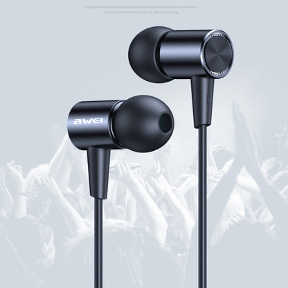 awei L2  3.5mm Plug In-Ear Wired Stereo Earphone with Mic(Black) - Normal Style Earphone by awei | Online Shopping UK | buy2fix