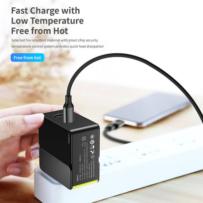 ROCK RWC-0440 18W QC4.0 / QC3.0 / FCP Dual USB + PPS / PD3.0 / PD2.0 / FCP Dual USB-C / Type-C Interface Travel Charger with Foldable Plug, Chinese Plug(Black) - USB Charger by ROCK | Online Shopping UK | buy2fix