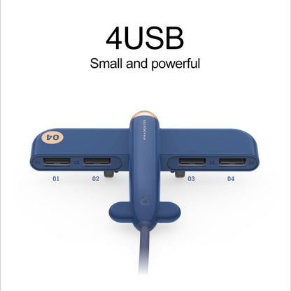 3life-308 5V 0.5A 4 USB Interfaces Air Force One Extender HUB Data Hub (Blue) - USB 2.0 HUB by buy2fix | Online Shopping UK | buy2fix