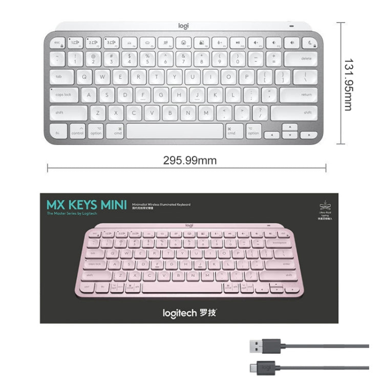 Logitech MX Keys Mini Wireless Bluetooth Ultra-thin Smart Backlit Keyboard (Grey) - Wireless Keyboard by Logitech | Online Shopping UK | buy2fix