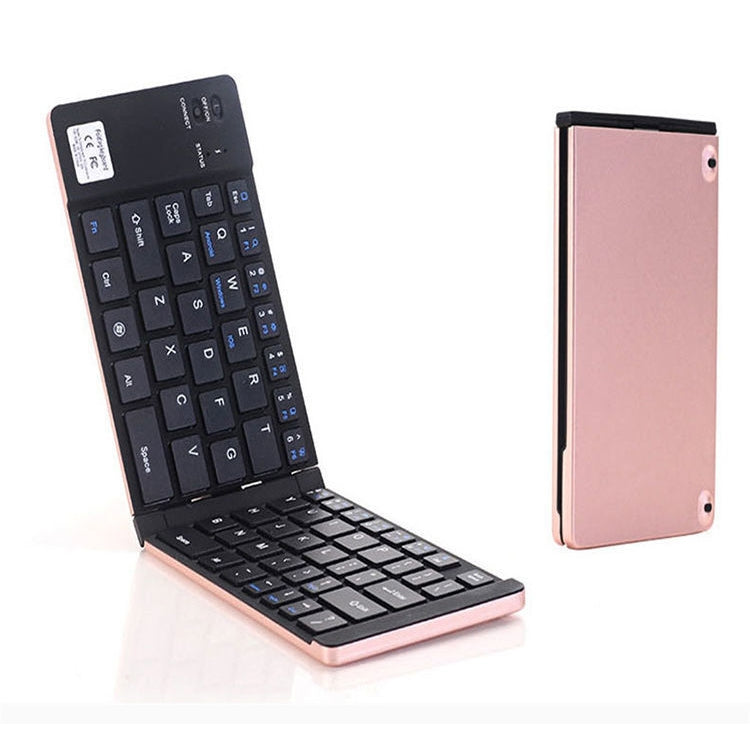 F66 Foldable Bluetooth Wireless 66 Keys Keyboard, Support Android / Windows / iOS (Rose Gold) - Wireless Keyboard by buy2fix | Online Shopping UK | buy2fix