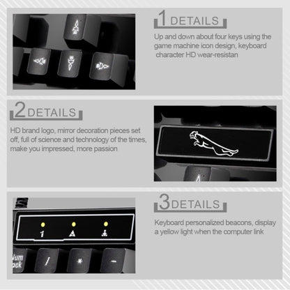 Chasing Leopard Q17 104 Keys USB Wired Suspension Gaming Office Keyboard + Wired Symmetrical Mouse Set, Keyboard Cable Length: 1.4m, Mouse Cable Length: 1.3m(Black) - Computer & Networking by Chasing Leopard | Online Shopping UK | buy2fix