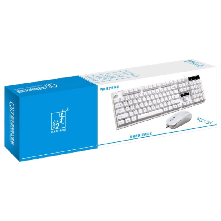 Chasing Leopard Q17 104 Keys USB Wired Suspension Gaming Office Keyboard + Wired Symmetrical Mouse Set, Keyboard Cable Length: 1.4m, Mouse Cable Length: 1.3m(White) - Wired Keyboard by Chasing Leopard | Online Shopping UK | buy2fix