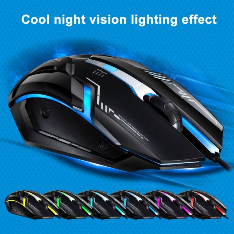 Chasing Leopard V17 USB 2400DPI Four-speed Adjustable Line Pattern Wired Optical Gaming Mouse with LED Breathing Light, Length: 1.45m(Jet Black) - Computer & Networking by Chasing Leopard | Online Shopping UK | buy2fix