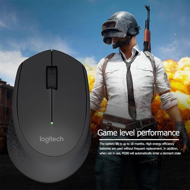 Logitech M280 2.4GHz 3-keys 1000DPI Wireless Optical Mouse, Wireless Range: 10m(Black) - Wireless Mice by Logitech | Online Shopping UK | buy2fix