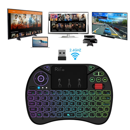 Rii X8 RT716 2.4GHz Mini Wireless QWERTY 71 Keys Keyboard, 2.5 inch Touchpad Combo with Backlight(Black) - MINI PC Accessories & Gadgets by buy2fix | Online Shopping UK | buy2fix