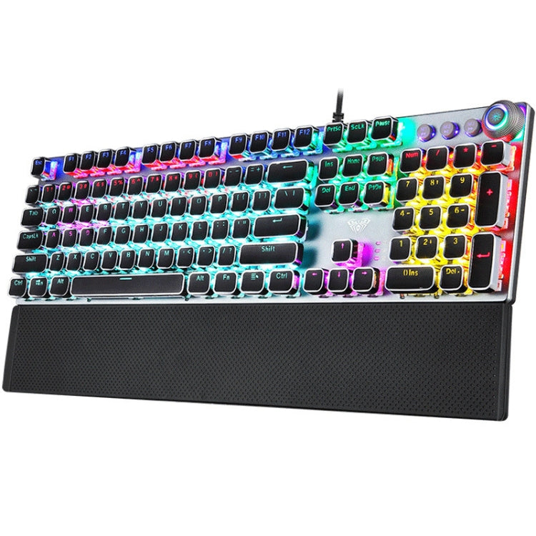 AULA F2088 108 Keys Mixed Light Plating Punk Mechanical Blue Switch Wired USB Gaming Keyboard with Metal Button(Silver) - Wired Keyboard by AULA | Online Shopping UK | buy2fix