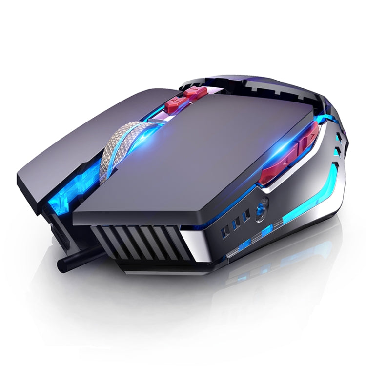 YINDIAO 3200DPI 4-modes Adjustable 7-keys RGB Light Wired Metal Mechanical Hard Core Macro Mouse, Style: Audio Version(Black) - Wired Mice by YINDIAO | Online Shopping UK | buy2fix