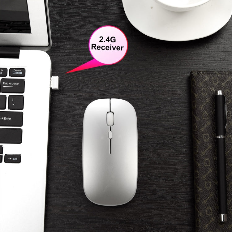 HXSJ M90 2.4GHz Ultrathin Mute Rechargeable Dual Mode Wireless Bluetooth Notebook PC Mouse (Rose Gold) - Wireless Mice by HXSJ | Online Shopping UK | buy2fix