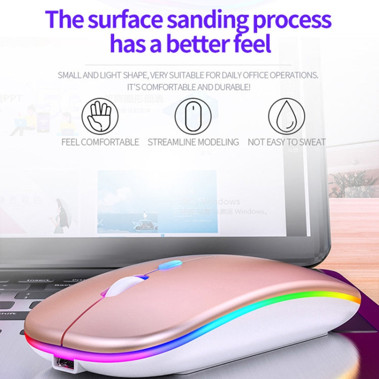 YINDIAO A2 2.4GHz 1600DPI 3-modes Adjustable RGB Light Rechargeable Wireless Silent Mouse (Rose Gold) - Computer & Networking by YINDIAO | Online Shopping UK | buy2fix