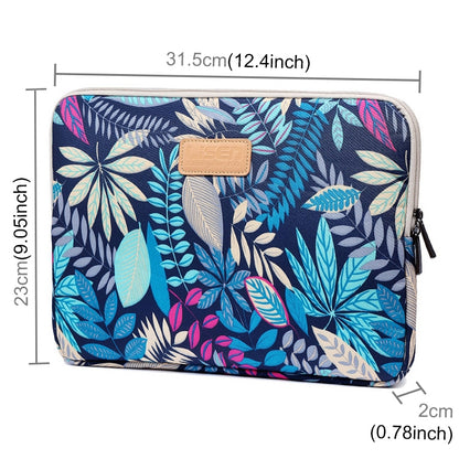 Lisen 12 inch Sleeve Case Colorful Leaves Zipper Briefcase Carrying Bag for iPad, Macbook, Samsung, Lenovo, Sony, DELL Alienware, CHUWI, ASUS, HP, 12 inch and Below Laptops / Tablets(Blue) - 12.1 inch by buy2fix | Online Shopping UK | buy2fix