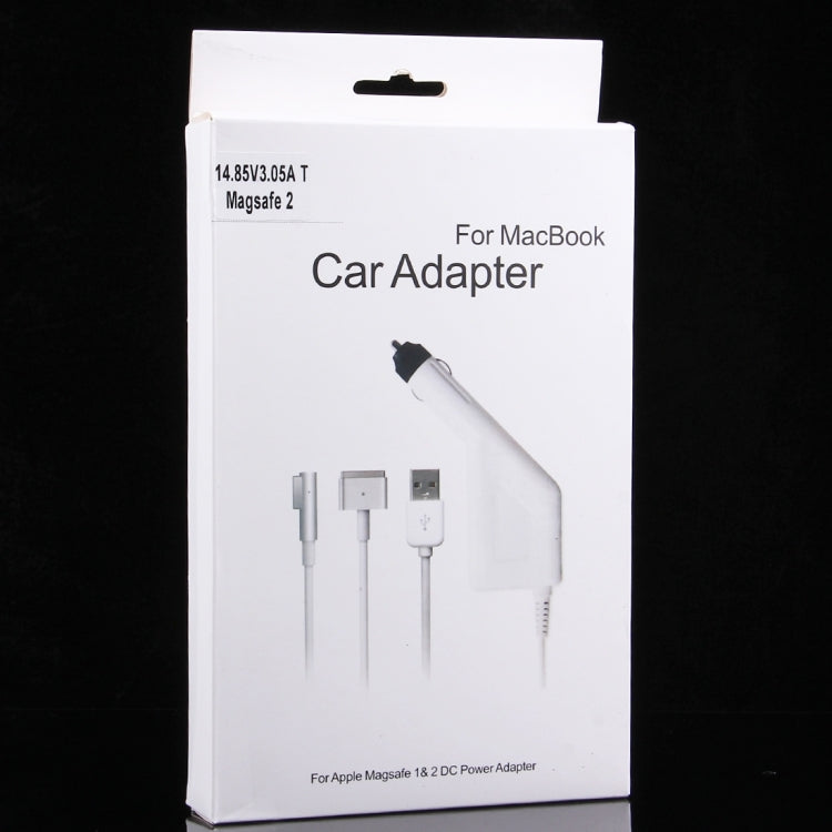 45W 14.85V 3.05A 5 Pin T Style MagSafe 2 Car Charger with 1 USB Port for Apple Macbook A1466 / A1436 / A1465 / A1435 / MD224 / MD231 / MD761 / MD711, Length: 1.7m(White) - Cable & Adapter by buy2fix | Online Shopping UK | buy2fix