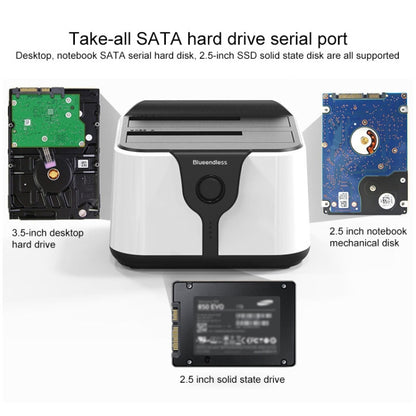 Blueendless 2.5 / 3.5 inch SATA USB 3.0 2 Bay Hard Drive Dock (UK Plug) - HDD Enclosure by Blueendless | Online Shopping UK | buy2fix