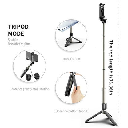 L03 Aluminum Alloy Foldable Bluetooth Tripod Selfie Stick (Black) - Consumer Electronics by buy2fix | Online Shopping UK | buy2fix