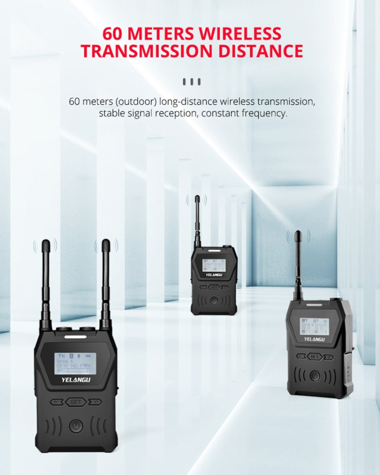 YELANGU YLG9929C MX4 Dual-Channel 100CH UHF Wireless Microphone System with Transmitter and Receiver for DSLR Cameras and Video Cameras(Black) - Consumer Electronics by YELANGU | Online Shopping UK | buy2fix