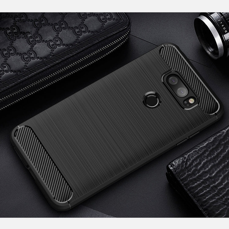 For LG V30 Brushed Texture Carbon Fiber Shockproof TPU Rugged Armor Protective Case (Black) - Mobile Accessories by buy2fix | Online Shopping UK | buy2fix