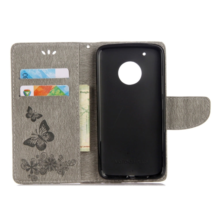 For Motorola Moto G5 Plus Pressed Flowers Butterfly Pattern Horizontal Flip Leather Case with Holder & Card Slots & Wallet(Grey) - Motorola Cases by buy2fix | Online Shopping UK | buy2fix