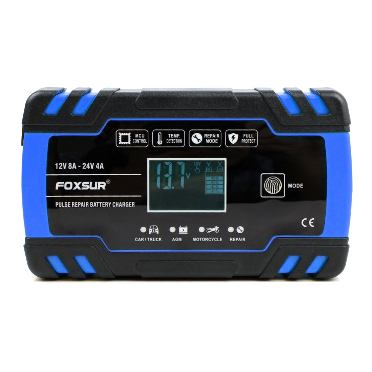 FOXSUR 12V-24V Car Motorcycle Truck Repair Battery Charger AGM Charger, US Plug (Blue) - Battery Charger by FOXSUR | Online Shopping UK | buy2fix