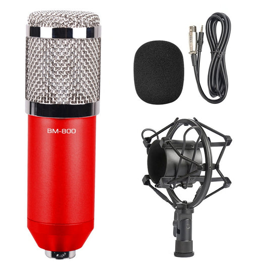 BM-800 3.5mm Studio Recording Wired Condenser Sound Microphone with Shock Mount, Compatible with PC / Mac for Live Broadcast Show, KTV, etc.(Red) - Consumer Electronics by buy2fix | Online Shopping UK | buy2fix