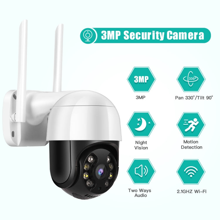 QX29 3.0MP HD WiFi IP Camera, Support Night Vision & Motion Detection & Two Way Audio & TF Card, AU Plug - Security by buy2fix | Online Shopping UK | buy2fix