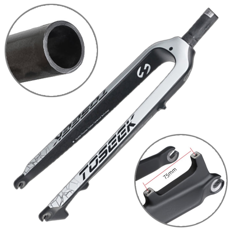 TOSEEK Ultra Light 27.5 Inch 405mm Mountain Bike Full Carbon Front Fork Straight Head Tube Disc Brake(White) - Front Fork by TOSEEK | Online Shopping UK | buy2fix