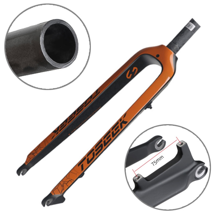 TOSEEK Ultra Light 29 Inch 435mm Mountain Bike Full Carbon Front Fork Straight Head Tube Disc Brake(Orange) - Front Fork by TOSEEK | Online Shopping UK | buy2fix