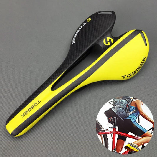 TOSEEK Road Bike Carbon Fiber Seat Bicycle Hollow Seat Saddle, 3K Texture + Extinction(Yellow) - Outdoor & Sports by TOSEEK | Online Shopping UK | buy2fix