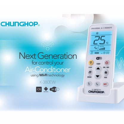 CHUNGHOP K-380EW WiFi Smart Universal LCD Air-Conditioner Remote Control with Holder, Support 2G / 3G / 4G / WiFi Network(White) - Consumer Electronics by CHUNGHOP | Online Shopping UK | buy2fix