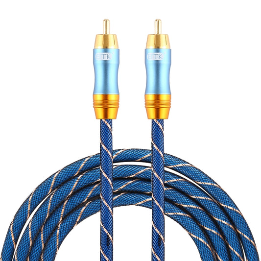EMK 8mm RCA Male to 6mm RCA Male Gold-plated Plug Grid Nylon Braided Audio Coaxial Cable for Speaker Amplifier Mixer, Length: 2m(Blue) - Consumer Electronics by EMK | Online Shopping UK | buy2fix