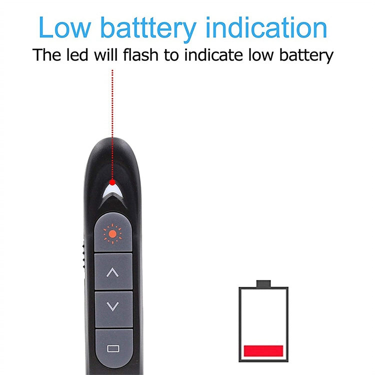 XM930 2.4GHz Wireless Laser PowerPoint Page Turning Pen Multimedia Wireless Presentation Projection Pen with USB Receiver, Support Low Battery Remind, Remote Control Distance: 100m(Black) -  by buy2fix | Online Shopping UK | buy2fix