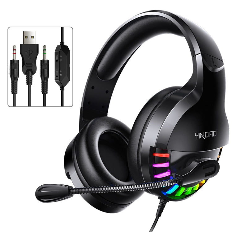 YINDIAO Q2 Head-mounted Wired Gaming Headset with Microphone, Version: Dual 3.5mm + USB(Black) - Multimedia Headset by YINDIAO | Online Shopping UK | buy2fix