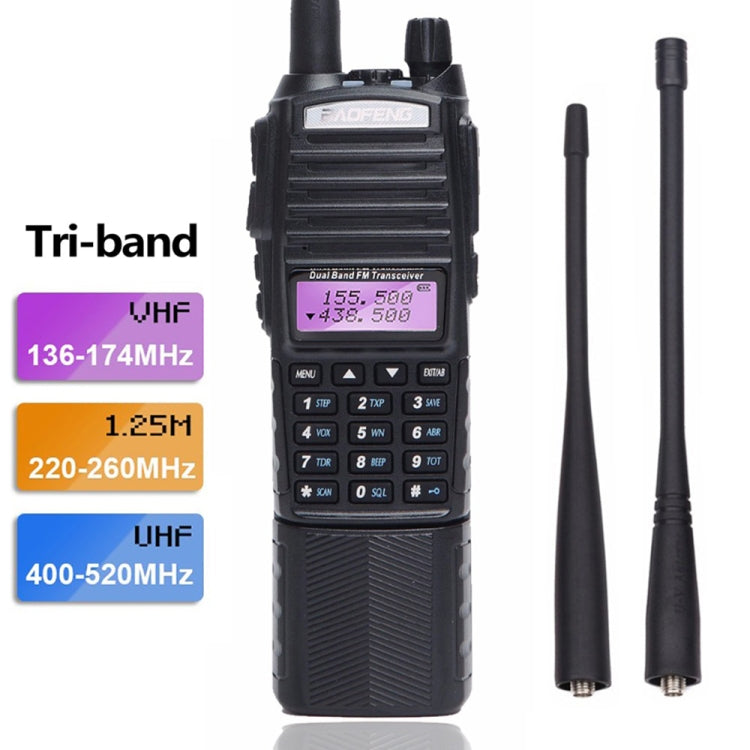 BaoFeng UV-82T Tri-Band Two-Way Radio Dual Antenna Handheld Walkie Talkie, EU Plug - Consumer Electronics by buy2fix | Online Shopping UK | buy2fix