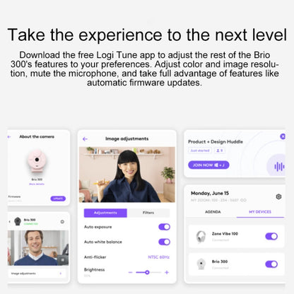 Logitech Brio 300 2MP 1080P Full HD IP Camera with Noise Reduction Microphone (Pink) -  by Logitech | Online Shopping UK | buy2fix