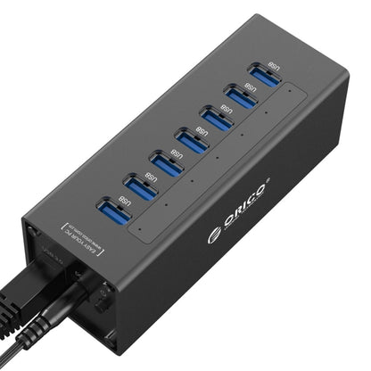 ORICO A3H7 Aluminum High Speed 7 Ports USB 3.0 HUB with 12V/2.5A Power Supply for Laptops(Black) - USB 3.0 HUB by ORICO | Online Shopping UK | buy2fix