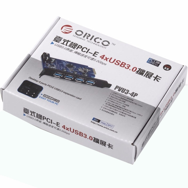 ORICO PVU3-4P 4 Ports USB3.0 PCI Express Card for Desktop(Black) - Add-on Cards by ORICO | Online Shopping UK | buy2fix