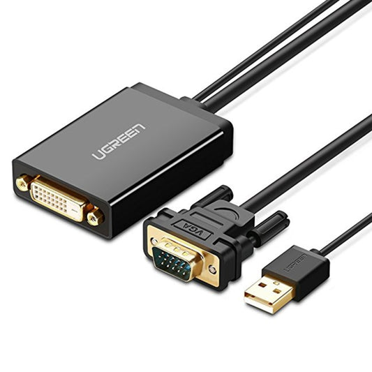 UGREEN MM119 1080P Full HD VGA to DVI (24+1) Male to Female Adapter Cable for Computer, PC, Laptop, HDTV, Projector, DVD Graphics Card and More VGA / DVI Enabled Devices, Cable Length: 50cm -  by UGREEN | Online Shopping UK | buy2fix