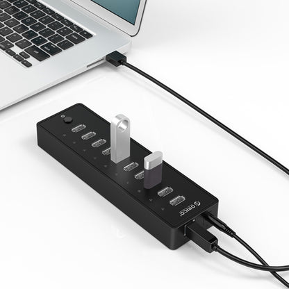 ORICO P10-U2 10 Ports USB 2.0 HUB with LED Power Indicator & 1m USB Cable(Black) - USB 2.0 HUB by ORICO | Online Shopping UK | buy2fix