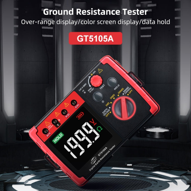 BENETECH GT5105A Professional LCD Digital Resistance Tester Meter Megger Earth Ground Resistance Voltage Tester - Battery & Resistance Tester by BENETECH | Online Shopping UK | buy2fix