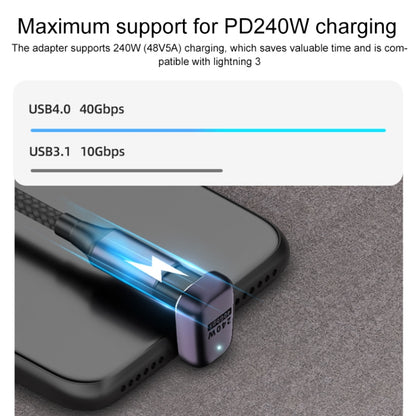 240W USB-C/Type-C Female to USB-C/Type-C Male 40Gbps Medium Bend Adapter with Light - Computer & Networking by buy2fix | Online Shopping UK | buy2fix