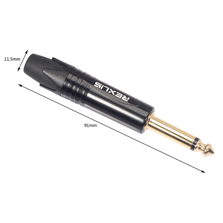 10 PCS TC202 6.35mm Gold-plated Mono Sound Welding Audio Adapter Plug(Black) - Consumer Electronics by buy2fix | Online Shopping UK | buy2fix