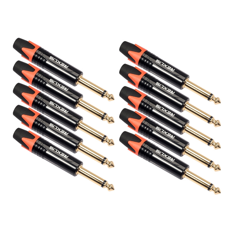 10 PCS TC202 6.35mm Gold-plated Mono Sound Welding Audio Adapter Plug(Orange) - Consumer Electronics by buy2fix | Online Shopping UK | buy2fix