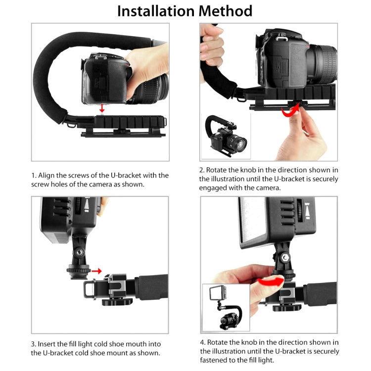 PULUZ U/C Shape Portable Handheld DV Bracket Stabilizer + Video Shotgun Microphone Kit with Cold Shoe Tripod Head  for All SLR Cameras and Home DV Camera - Camera Stabilizer by PULUZ | Online Shopping UK | buy2fix