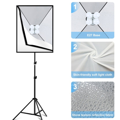 PULUZ Softbox Lighting Kit 2 PCS 50x70cm Professional Photo Studio Photography Light Equipment with 8 x E27 20W E27 Socket Bulb Photography Lighting Kit for Filming Portrait Shooting / Fashion Advertising Photography(EU Plug) - Stand Bracket by PULUZ | Online Shopping UK | buy2fix