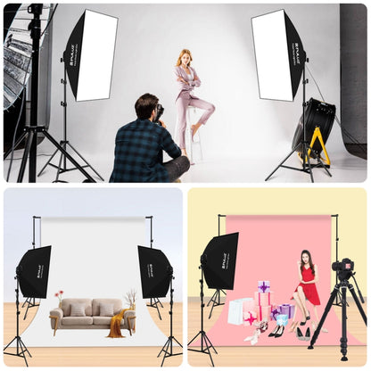 PULUZ Softbox Lighting Kit 2 PCS 50x70cm Professional Photo Studio Photography Light Equipment with 8 x E27 20W E27 Socket Bulb Photography Lighting Kit for Filming Portrait Shooting / Fashion Advertising Photography(EU Plug) - Stand Bracket by PULUZ | Online Shopping UK | buy2fix