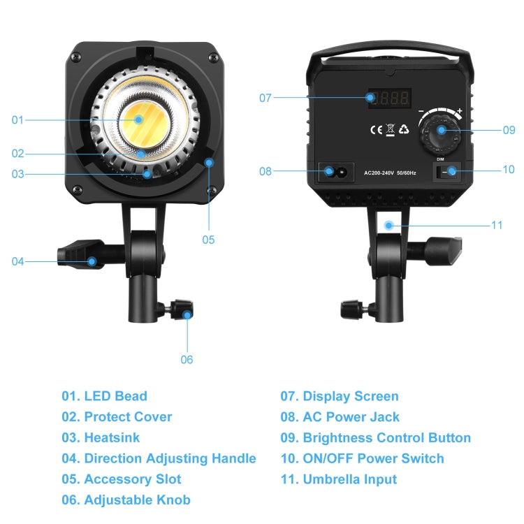 PULUZ 220V 150W Studio Video Light  3200K-5600K Dual Color Temperature Built-in Dissipate Heat System with Remote Control(EU Plug) - Shoe Mount Flashes by PULUZ | Online Shopping UK | buy2fix