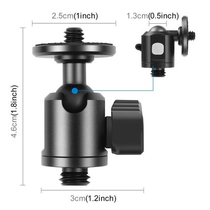 PULUZ 3/8 inch Outer Screw Metal Tripod Ball Head Adapter with Knob Lock(Black) - Tripod Heads by PULUZ | Online Shopping UK | buy2fix