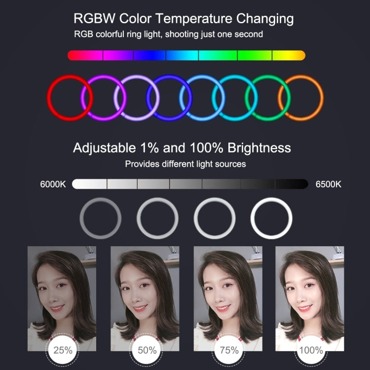 PULUZ 11.8 inch 30cm RGB Dimmable LED Ring Vlogging Selfie Photography Video Lights with Cold Shoe Tripod Ball Head & Phone Clamp (Black)(UK Plug) - Ring Light by PULUZ | Online Shopping UK | buy2fix