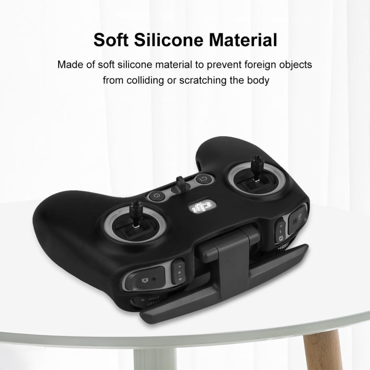 For DJI FPV Combo Remote Control PULUZ Silicone Protective Case with Neck Strap(Black) - Cases & Bags by PULUZ | Online Shopping UK | buy2fix