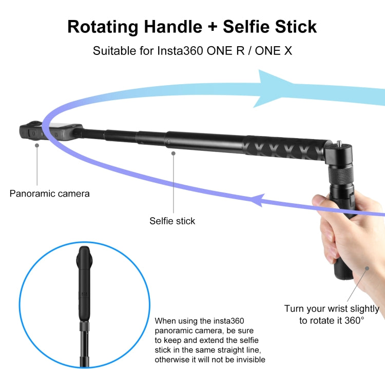 For Insta360 X3 / X4 PULUZ Rotary Handle Desktop Tripod Stand 110cm Selfie Stick Monopod (Black) - Self Monopod Grip by PULUZ | Online Shopping UK | buy2fix