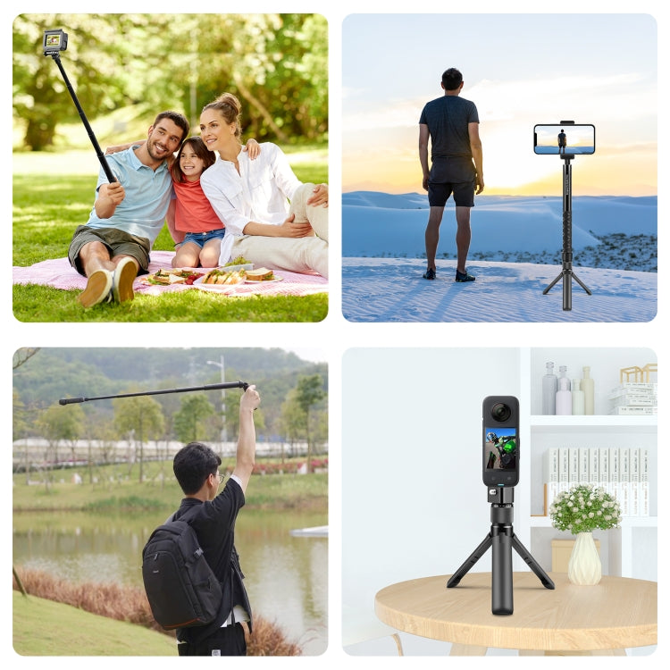 For Insta360 X3 / X4 PULUZ Rotary Handle Desktop Tripod Stand 110cm Selfie Stick Monopod (Black) - Self Monopod Grip by PULUZ | Online Shopping UK | buy2fix